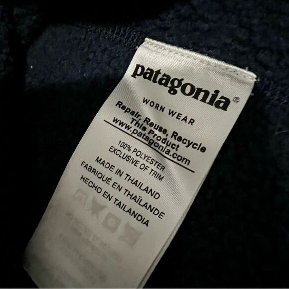 Patagonia Better Sweater 1/4 Zip Navy Blue  Slim Fit Wool Blend Health Logo XS - Picture 9 of 10